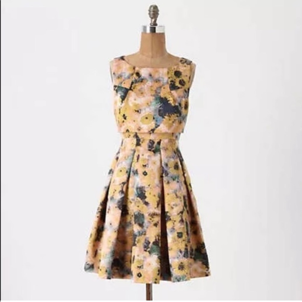 Anthropologie Mcguinn Peach Floral Dress